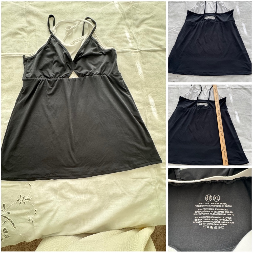 Black and white strappy Tank Top